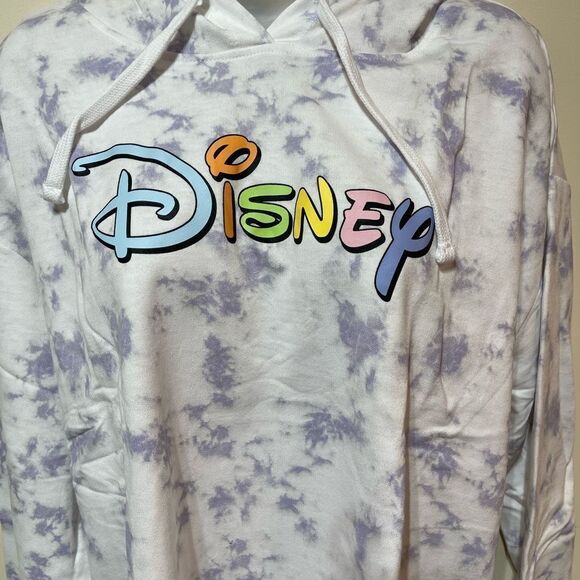 Disney Pastel Logo Tie-Dye Woman’s Crop Hoodie XL Junior NWT - Picture 4 of 11